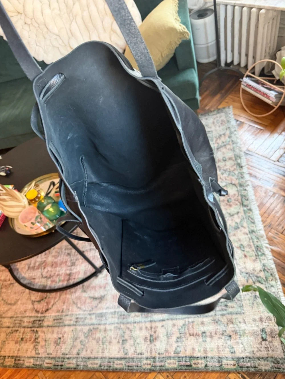 Madewell 100% Leather Black Drawstring Transport Tote - Picture 5 of 8